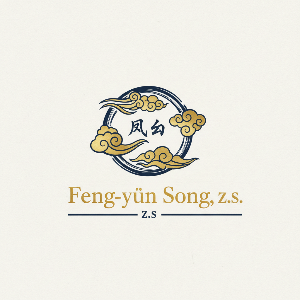 Official logo of Feng-yün Song, z.s. — a gold cloud motif inside an ink brush circle